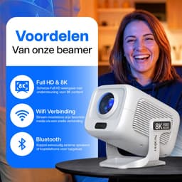 Nexino® Smart Beamer Full HD (15.000 Lumen) - Projector - 8K Support - Android 14.0 - Home Cinema - Wifi & Bluetooth - Geschikt voor IOS en Android - Incl. Opbergtas — thumbnail 2