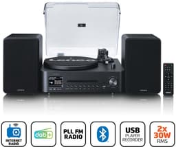 Lenco Platenspeler - MC-760BK HiFi-set met DAB+ FM en Internetradio – CD en Bluetooth - 2x 30W Speakers - Zwart — thumbnail 4