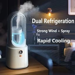 Lucht Verkoeler en Bevochtiger - Tafelventilator - Luchtbevochtiger en Koeler - USB Ventilator - Airco voor Slaapkamer — thumbnail 5