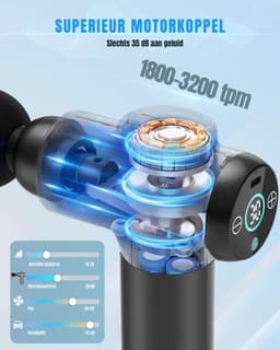 RWB® Massage Pistool - Massagepistool - Massage Gun - Zwart -13 x 15 x 5 cm — thumbnail 3