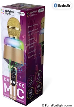 Bluetooth - Goud - Karaoke Set - Voor Kinderen en Volwassenen - Draadloos - Echo - Met Speaker - LED Licht - Nederlandse Handleiding — thumbnail 4