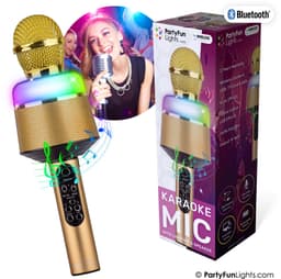 Bluetooth - Goud - Karaoke Set - Voor Kinderen en Volwassenen - Draadloos - Echo - Met Speaker - LED Licht - Nederlandse Handleiding — thumbnail 3