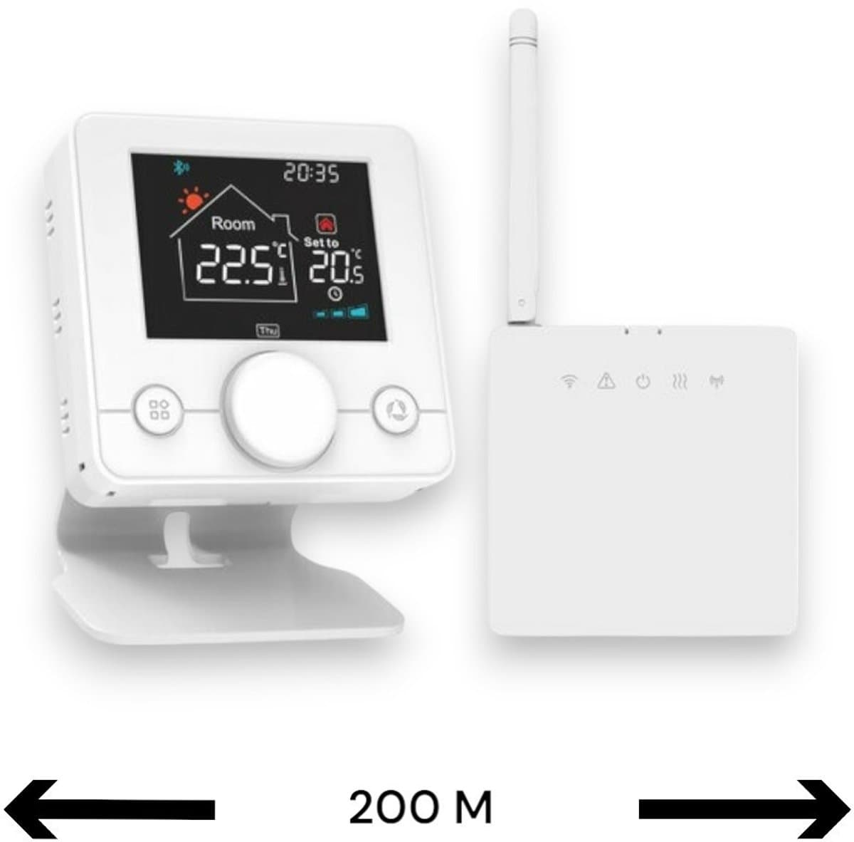Thermostaat | Slimme WiFi draaiknop voor CV | Tuya Smart Life | Zwart/wit | Opbouwmontage — afbeelding 1