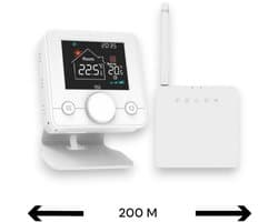 Thermostaat | Slimme WiFi draaiknop voor CV | Tuya Smart Life | Zwart/wit | Opbouwmontage