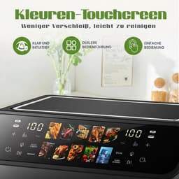 Norvia - Dubbele airfryer - XXL - 9L - 2000 W - 2 manden - 10 vooraf ingestelde kookprogramma's - Helder kijkraam - 200°C — thumbnail 4
