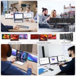 Quvo® Professionele Portable Monitor Pro 2024 - Full HD - 13” / 17.4” Tri-Screen - Laptop Scherm Uitbreider - Inclusief Beschermhoes en Kabels - Blauw - 35cm x 21cm x 3cm — thumbnail 4