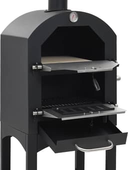 Pizzaoven Houtskool - Buitenoven - Authentiek Bakken - Met Pizzasteen - 50x65x157 cm - Zwart — thumbnail 4