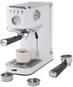 Elit Perfetto 2in1 espresso machine- 20 Bar- Geschikt voor cups en gemalen koffie- 1350W- Compact koffiezetapparaat- Wit — thumbnail 2