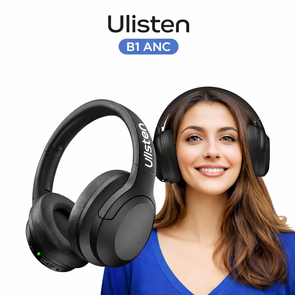 Ulistin - Noise cancelling hoofdtelefoon - Koptelefoon Draadloos - Bluetooth - Over-ear — afbeelding 1