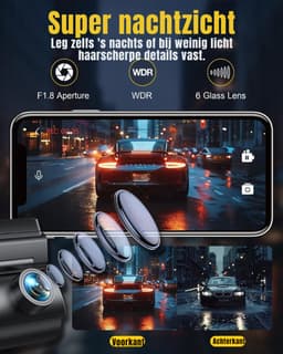 Aura® Dashcam Voor En Achter - Dashcam - Parkeermonitor - Nachtzicht - Zwart- ‎7cm x 3cm x 2cm — thumbnail 2