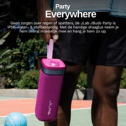 JLab Pop Mini Bluetooth Speaker Draadloos - Draagbare Muziekbox - 8 uur Batterijduur - 5 Watt - IPX6 Waterproof - Multipairing - Instelbare Party Lights - App Equalizer - Roze — thumbnail 2