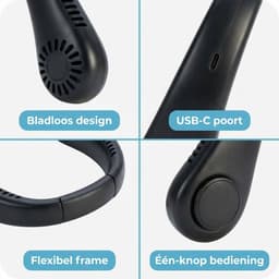 Cheqo® Nekventilator - Nek Ventilator - Neck Fan - Nek Fan - Halsventilator - Hals Ventilator - Draagbare Nekventilator - Nekventilator Oplaadbaar - Nekventilator USB - Nekventilator USB C - Gezichtsventilator — thumbnail 2