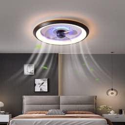 Plafond Ventilator - Lichtarmatuur - Verkoeling en Licht - Dimbaar met Afstandsbediening - 50cm Diameter - Zwart — thumbnail 5