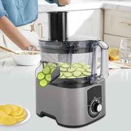 Elektrische Keukenmachine - Groentesnijder Rasp - Snel Ingrediënten Bereiden - 3-in-1 Functie Krachtig - 600 Watt - Grijs — thumbnail 2