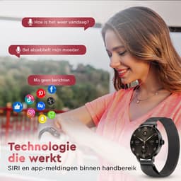 Golden Sound AMOLED Smartwatch Dames - Horloge dames - Stappenteller - Slaapmonitor - Saturatiemeter - 42mm - 4 bandjes - Zwart — thumbnail 2