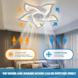 Plafondventilator met verlichting - Plafondlamp - Ventilatoren - Plafondventilator afstandsbediening - Plafonniere slaapkamer - Wit — thumbnail 5