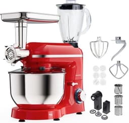 Keukenmachine - Keukenrobot Foodprocessor - Bakken en Koken - 15 Delige Set - 6.2L Kom - Rood — thumbnail 1