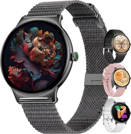 Golden Sound AMOLED Smartwatch Dames - Horloge dames - Stappenteller - Slaapmonitor - Saturatiemeter - 42mm - 4 bandjes - Zwart — thumbnail 1