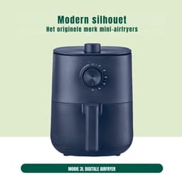 Aura® Mini airfryer - Airfryer - Airfryer klein - Blauw - 23cm x 29cm x 30cm — thumbnail 4