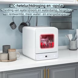 Puluomis Mini Vaatwasser met Waterreservoir - Vrijstaande Afwasmachine - 3 Couverts - 7 Wasprogramma's - Incl. Bestekmandje - Wit — thumbnail 5