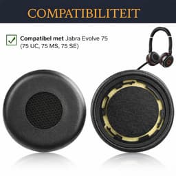 Oorkussens Geschikt voor Jabra Evolve 75, 75 UC & 75 MS – Vervangende Headset Oorkussens met Comfort Fit — thumbnail 4