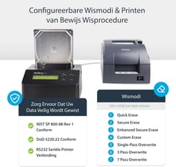 Standalone HDD/SSD Eraser met USB 3.0 - 9 Veiliginspanningsmodi en LCD-display — thumbnail 3