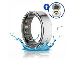 SyncGear Smart Ring - Slimme Ring voor Heren & Dames Met Oplaadcase – Menstruatiecyclus - Activity Tracker - SpO2 - Stappenteller - Hartslagmeter - Nederlandse App - Maat 11 (Europese Maat 65) - Kleur: Zilver