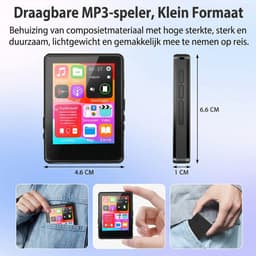 64GB MP3 Speler met Bluetooth 5.3 - 2.4 Inch Full Touchscreen - HiFi Geluid - FM Radio en Recorder - One-Tap Mute Toets - Uitbreidbaar tot 512GB - Inclusief Bedrade Headset — thumbnail 2