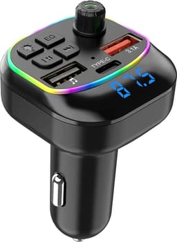 Bluetooth Transmitter - FM Transmitter voor Auto - Carkit met Handsfree Bellen - Bluetooth Auto Ontvanger - Autolader USB-C - SD Kaart — thumbnail 1