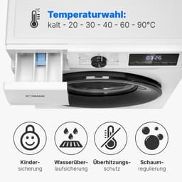 Bomann WA 7185 W Wasmachine - 8KG - 1400 toeren - 15 programma's - Stoomfunctie - Energieklasse A - 10 jaar motorgarantie — thumbnail 5