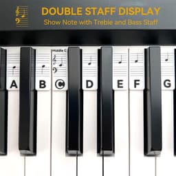 QTTVBTNA -Piano Oplegger - Keyboard Noten Gids - Toetsenbelettering Zonder Stickers - Siliconen Toetsenbord voor 61 & 88 Toetsen - Verwijderbaar & Herbruikbaar - Voor Beginners - Piano Accessoires - Zwart/Wit — thumbnail 2