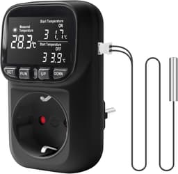 Digitale Thermostaat Stopcontact met Sensor voor Verwarming en Koeling - Temperatuur- en Vochtigheidsregelaar — thumbnail 1