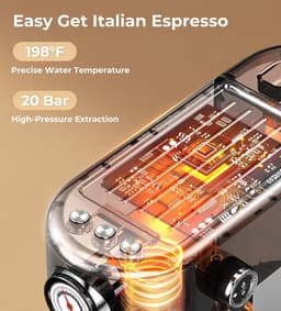 Compacte RVS Espressomachine met Krachtige 20 Bar Pomp en Melkopschuimer — thumbnail 2