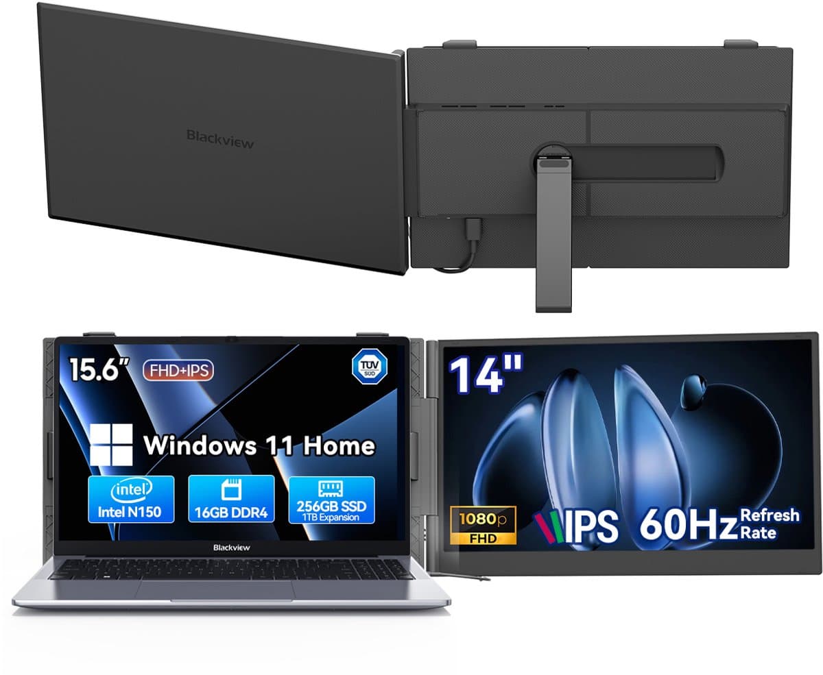 Blackview Hibook 6 Laptop + SCM6 14" Draagbare Monitor Set, 16GB+256GB, FHD IPS Scherm, Dual-band WiFi, Kantoor & Studie Set (incl. Laptop tas, Muis, etc., Grijs) — afbeelding 1