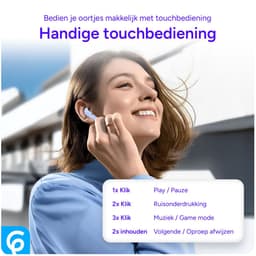 SBG Draadloze Oordopjes - Noise Cancelling - Headset - Bluetooth 5.4 - Earbuds oplaadcase - LED Display - Met Microfoon - Extra dopjes - Lichtblauw — thumbnail 5
