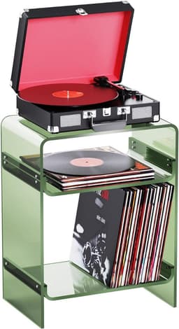 SNJY® Platenspeler Meubel - Platenspeler Kast - LP Houder - Platenhouder - Acryl - 30D x 45B x 58H cm - Groen — thumbnail 1