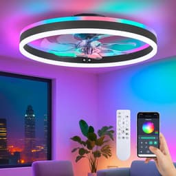 Bluetooth RGB Plafondventilator | Verschillende Kleuren | Dimbaar Met Afstandsbediening | 55W | RGB Ventilator | Woonkamerlamp — thumbnail 1