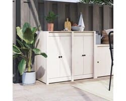 Keukendeuren Set - Buitenkeuken Deurtjes - Buiten Koken - Massief Vurenhout - 50x82 cm - Wit