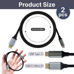 USB C naar Micro B - Externe Harde Schijf Kabel - Data Overzetten - Directe Verbinding - 0.5 Meter — thumbnail 5