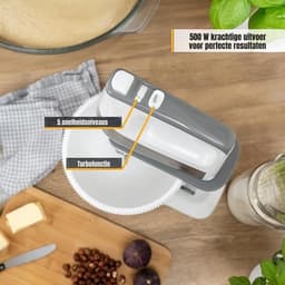 Zyrex® Mixer met Mengkom - Keukenmachine - Mixer - 6 Liter Mengkom - Wit/Grijs - ‎31cm x 21cm x 36cm — thumbnail 4