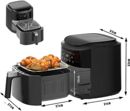 Zyrex® Airfryer XXL - Mini-oven - Heteluchtfriteuse - 9L - 9 Programma's - Zwart - 31cm x 31cm x 32cm — thumbnail 5