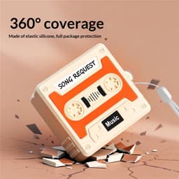 Telestore - hoesje geschikt voor Samsung Galaxy Buds4 / 4 pro soft case cover- retro cassettebandje bandje tape - TPU Beschermhoes - Samsung Galaxy Buds 4 / 4 Pro Cover - Geschikt voor Samsung Galaxy Buds 4 / 4 Pro - TPU Silicone hoesje - Oranje — thumbnail 2