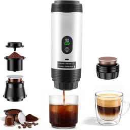 2026 Nieuw Koffiezetapparaat - 3 in 1 Mini Koffiemachine - Draagbare koffiemachine - Compatibel met capsules en gemalen koffie | 80ml - Koude en warme extractie - Eenvoudig te bedienen - Voor kamperen in de auto en op reis - Wit — thumbnail 1