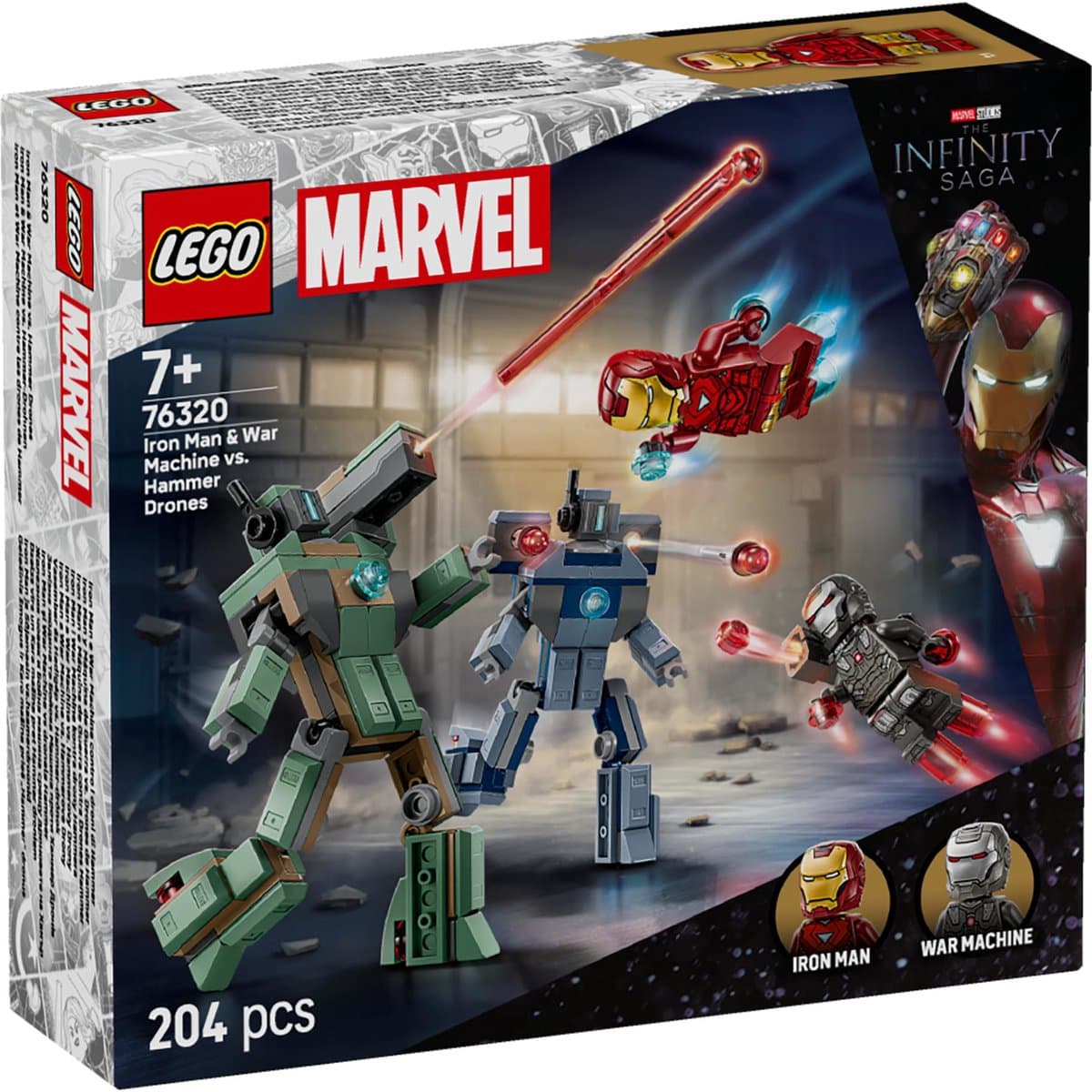 LEGO Marvel - Iron Man en War Machine vs. Hammer Drones Constructiespeelgoed — afbeelding 1