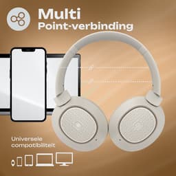 PowerLocus - Universe - Active Noise Cancelling Koptelefoon - Hybric ANC mode - 60+ uur batterijduur - Over-Ear - Microfoon - Koptelefoons - Deep Bass Modi - Sand — thumbnail 2
