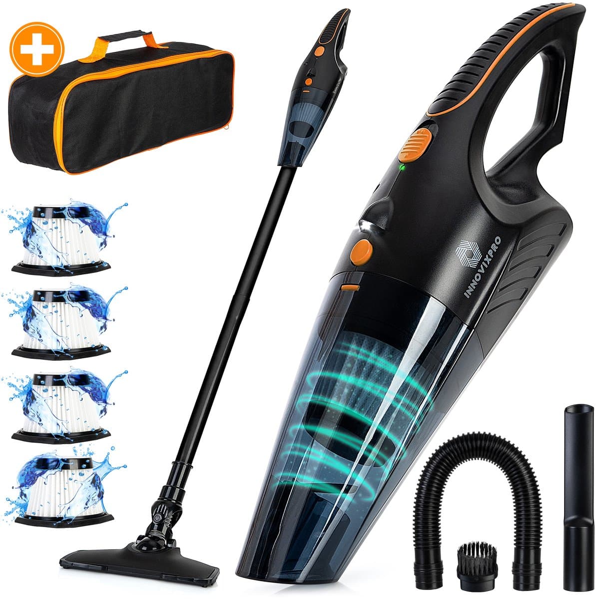 Innovixpro® Kruimeldief – Kruimeldief met steel – Nat&Droog – Handstofzuiger – 17000Pa ! – ExtremeZuigkracht – Kruimeldief snoerloos – Kruimelzuiger – Autostofzuiger – Incl 4 filters – Jouw ultieme schoonmaakpartner – Nat&droog – InclusiefReistas — afbeelding 1