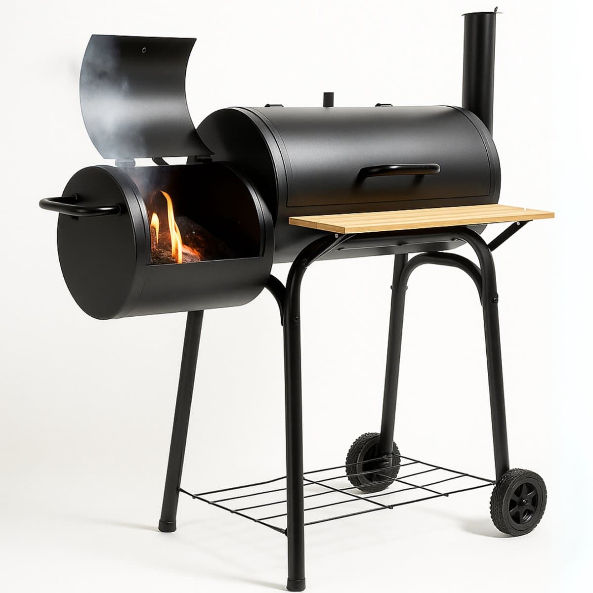 Cheqo® Rookoven met Barbecue - Rook Oven - BBQ Smoker Barbecue 2-in-1 - Verrijdbare BBQ - Houtskool & Rookoven - Met Wielen — afbeelding 1
