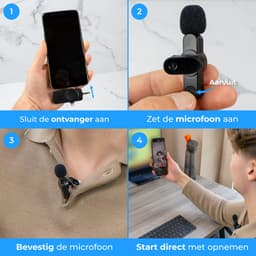 Nuvance Draadloze Microfoon - 2 Stuks - Geschikt voor Smartphones - Lavalier - Microfoon Draadloos - Microfoons - Plug & Play — thumbnail 5