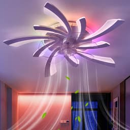 LuxiLamps - 5 Vleugel Ventilator Lamp - Dimbaar Met Afstandsbediening - RGB 12 Kleuren - Plafondventilator Met LED - Smart Life App - Woonkamerlamp - Moderne lamp - Plafonniere — thumbnail 1