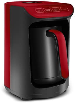 Karaca Hatır Koz – Turkse Koffiemachine met Roosterfunctie – Cherry Rood – voor 5 kopjes koffie met schuim — thumbnail 1